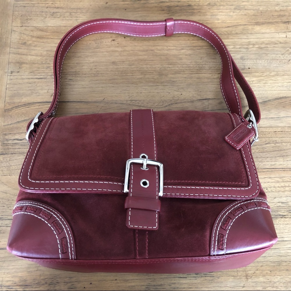Coach Burgundy Suede Shoulder Bag EXCELLENT!